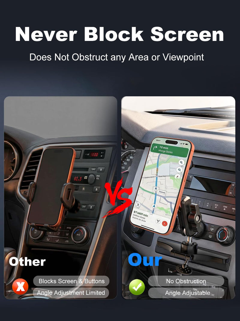 Magnetic CD Phone Holder for Your Car-360°Metal Arm/Strong Magnets | CD Player Car Phone Mount, Hands-Free CD Slot Cell Phone Cradle Fit for iPhone 17 Pro Max 16 15 14 13 12, 4-7'' Smartphone