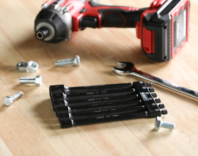 ARES 70650-6-Piece SAE Magnetic Impact Nut Driver Bit Set - Impact Grade Nut Setters with Industrial Strength Magnets 6pc SAE Magnetic Impact Nut Driver Set
