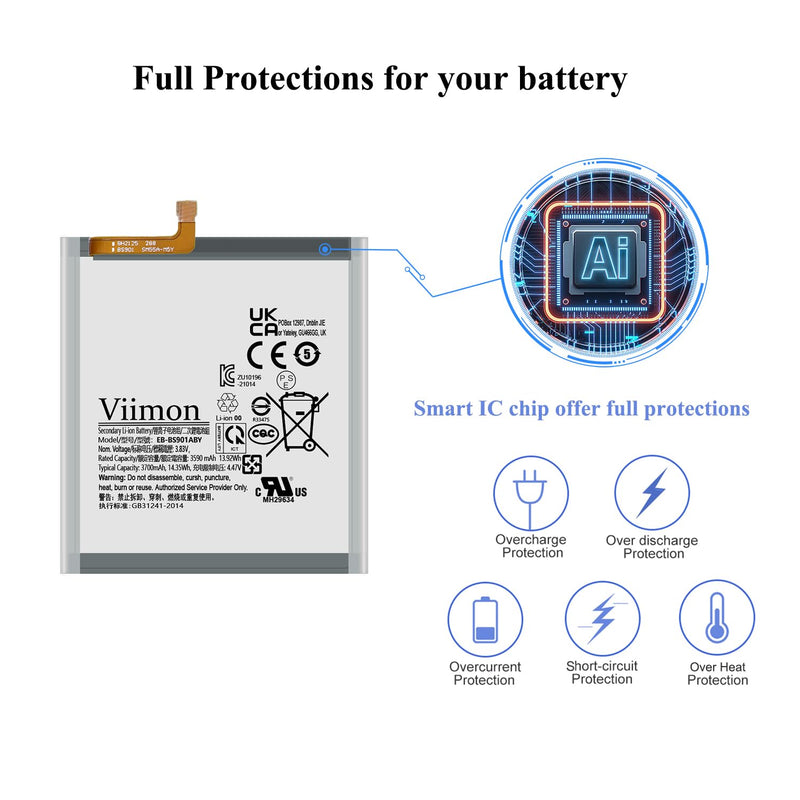 S22 Battery Replacement Kits Compatible with Samsung Galaxy S22 5G SM-S901U All Models with Adhesive, Installation Manual and Repair Tool Kits