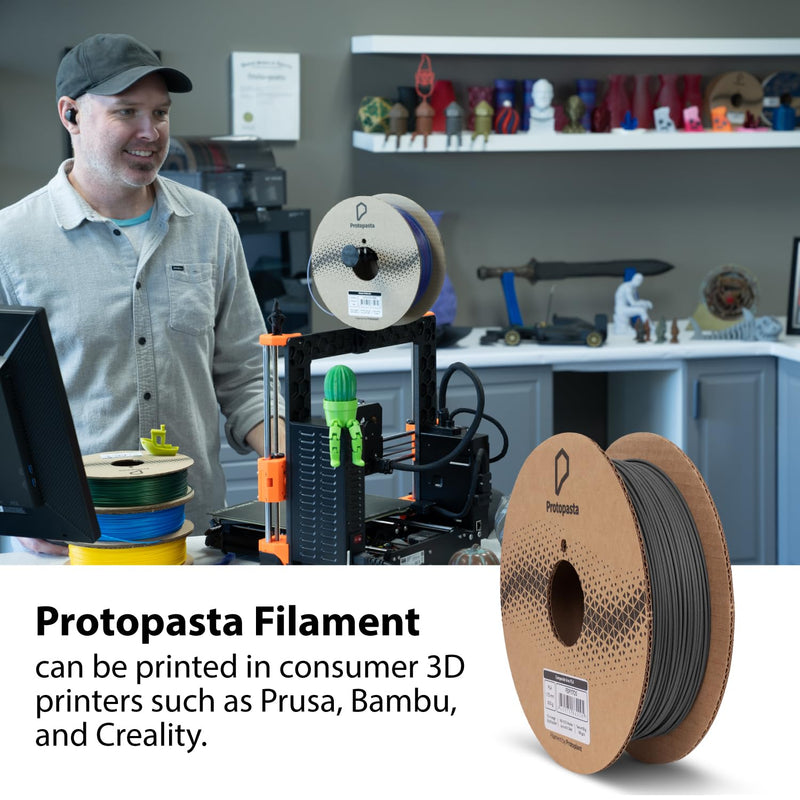 Protopasta Ferromagnetic Iron PLA 3D Printer Filament | ProtoPlant Metal-Filled PLA Plastic Printer Filament with 45% Iron | Patina Friendly Metal Composite Filament | 500g Metallic Spool 1.75mm Magnetic Iron Pla, 500g
