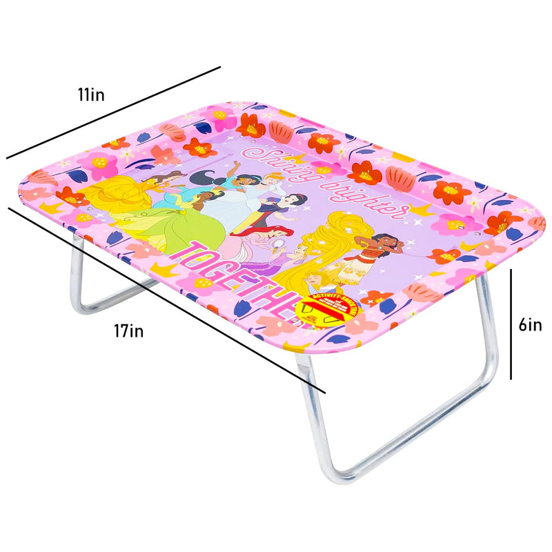 Disney Princess Lap Desk Bundle - 17" Rectangular Tray with Foldable Legs | Disney Princess Foldable Tray for Eating, Reading, Working Plus Stickers, More | Laptop Tray for School, Travel Activities