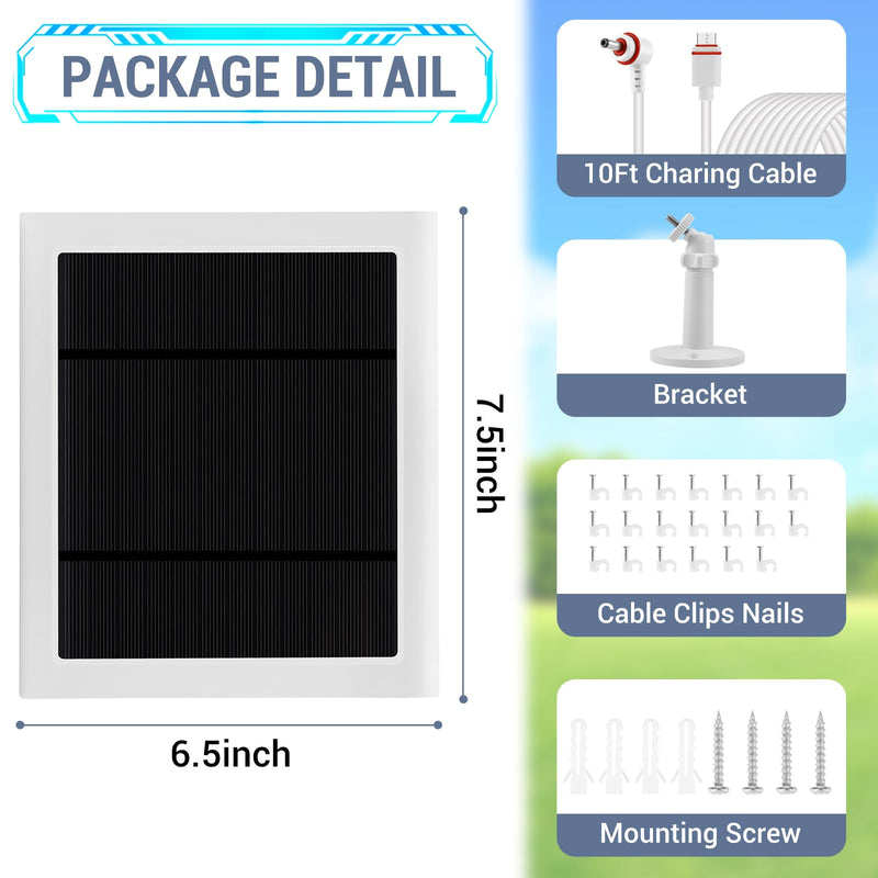 1 Pack - Solar Panel for Ring Camera, Compatible with Ring Spotlight Cam Plus/Pro(Battery) & Rings Stick Up Cam/Pro Battery & Rings Spotlight Cams Batterys with 10FT/3M Long Cable 1