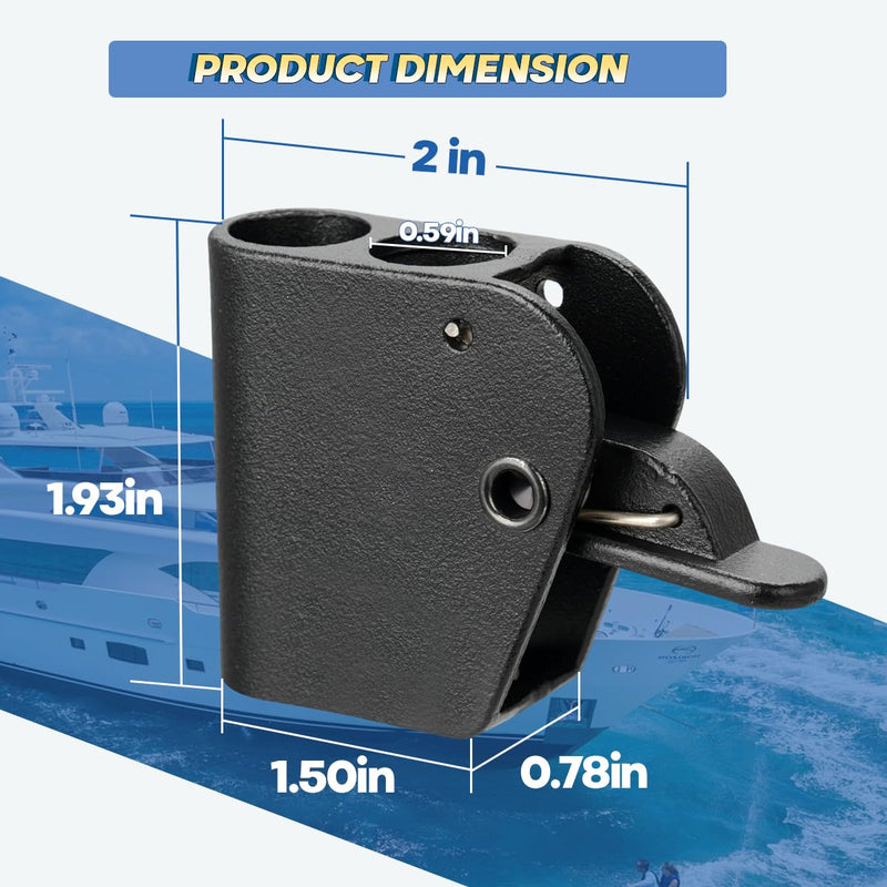 FUENEN Boat Fender Hangers Clips, Adjustable Boat Fender Clips for Boat Rails & Cleat, 304 Stainless Steel Boat Bumper Adjuster, Black Black 2 Pack