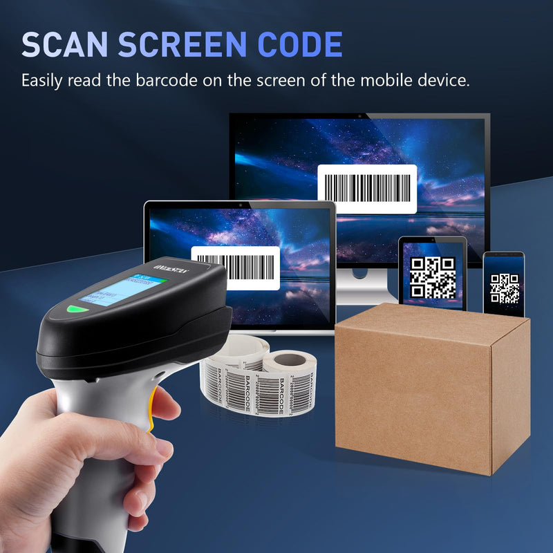 Barcode Scanner Wireless, QR Code Scanner Handheld Bar Code Scanners with Base 2 in 1 USB Wired Connection & 2.4G Wireless 1D&2D&PDF417 Data Matrix Automatic Barcode Reader NS-2206PT