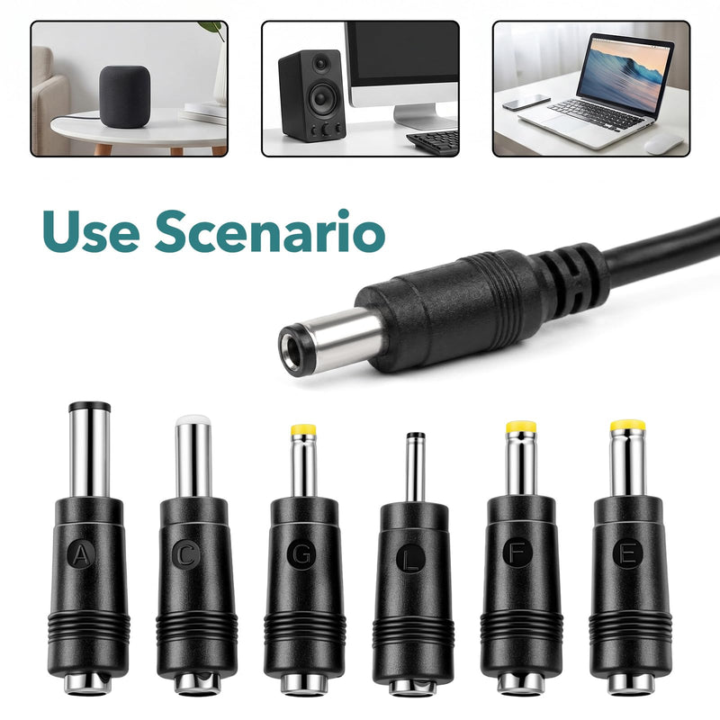 11Pcs DC Adapter Plug Kit, Universal 5.5mm x 2.1mm AC Cord Connector | Power Supply Plug Jack Tips Charger Adapters Set for LED Strip, Laptop, Router, Camera, Bluetooth Speaker& More