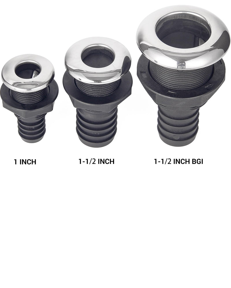 Boat Scupper Drain with Flapper – Thru Hull Self-Bailing Valve, Anti-Backflow Design,316 Stainless Trim, Easy Install for Boats & Yachts.1-1/2"、1" or 1-1/2" Big Size. 1-1/2" BIG-1 Pack