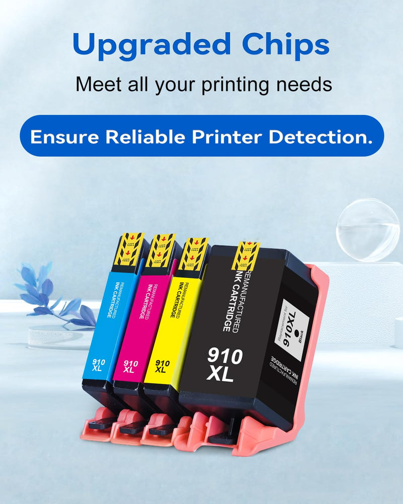 910XL Ink Cartridges Combo Pack Replacement for HP 910XL Ink Cartridges | Compatible with HP OfficeJet Pro 8025e 8025 8028e 8028 8035e 8035 OfficeJet 8015e 8022e 8015 8022 Printers (4 Pack)