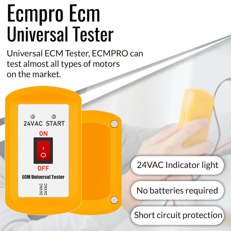 ECMPro Universal ECM Motor Tester for Electronically Commutated Motors 24 Inch Leads Provides Go/No Go Results No Batteries Required ECM Motor Tester HVAC