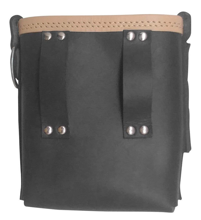 3850-BLK Bolt Bag with Spud Wrench Holder and Snap Holder | Ironworker Bolt Bag, Medium Size | Premium, Ultra Durable Buffalo Leather | Commercial Grade Sliding Tool Belt Accessory
