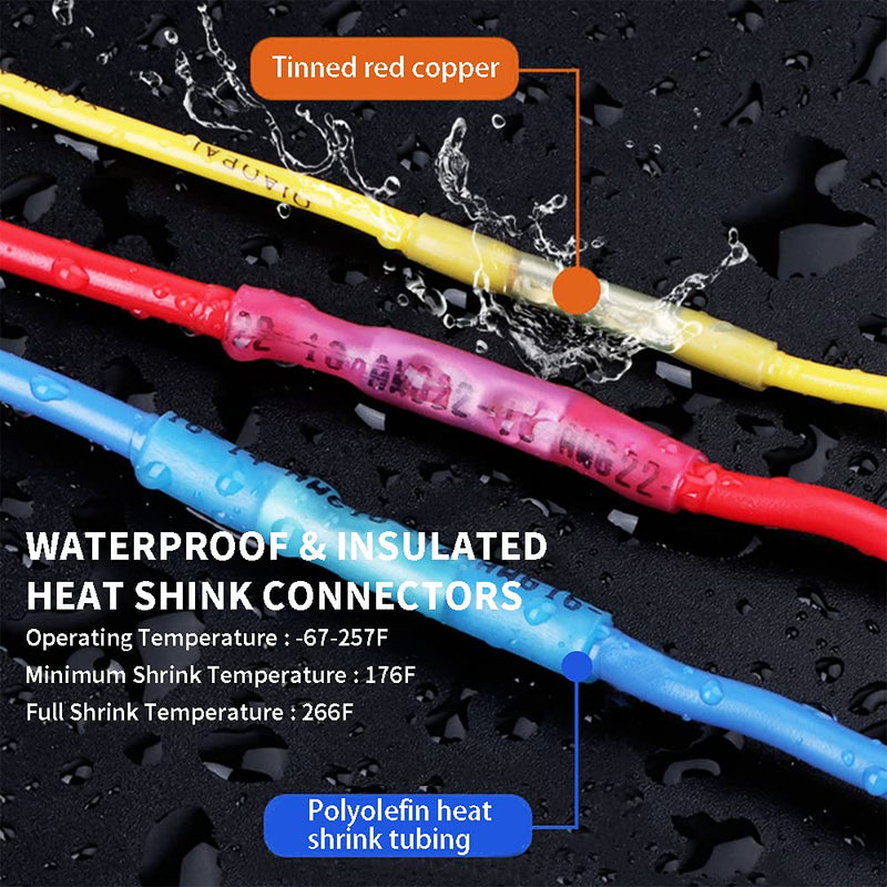 1000 Pcs Heat Shrink Butt Connectors, 16-14 AWG Waterproof Electrical Crimp Wire Splice for Marine, Cable, Wiring 16-14 AWG (Blue)