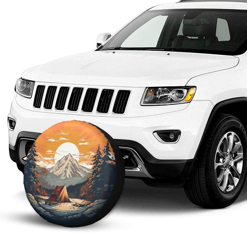 Mountains Nature Sunset Scenery Spare Tire Cover Wheel Protectors for Decoration and Weather Protection for Trailers Rv SUV Truck Campervan Travel Trailer 15" 15" for tire diameter 27.6-30in/70-75cm Mountains Nature Sunset Scenery