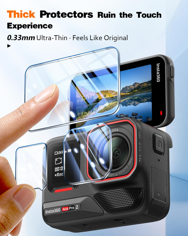 LK 2+2+2 Pack Screen Protector for Insta 360 Ace Pro 2+Lens Protector Transparent