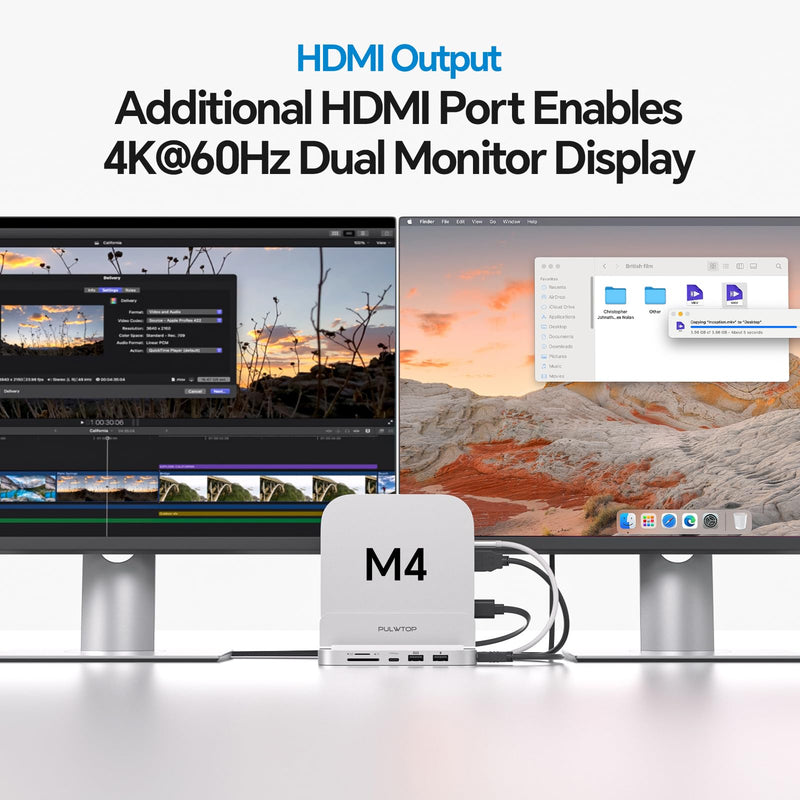 9 in 1 Mac mini M4 Dock with HDMI 4K & 4TB M.2 SSD Enclosure, Aluminum Vertical USB-C Hub Stand for Mac mini M4 Pro Hub, USB-A/C 10Gbps, 2xUSB-A 2.0, 3.5mm Audio, SD/TF (SSD NOT Included)