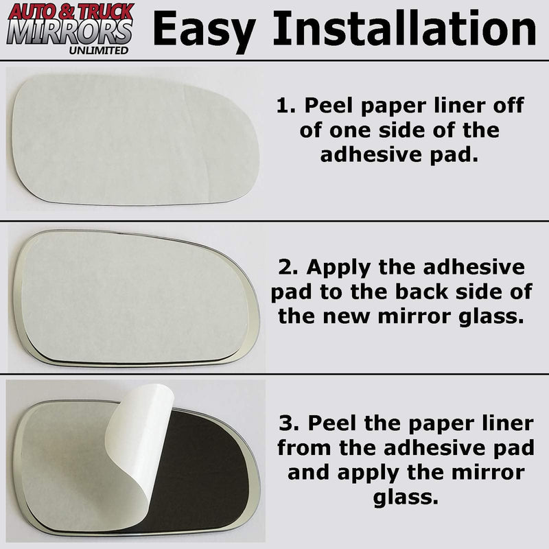Mirror Glass + Full Size Adhesive Pad for 2012-2015 Volkswagen Passat Passenger Side Replacement - 2 Options Offered (2012 2013 2014 2015 2017 12 13 14 15 17)