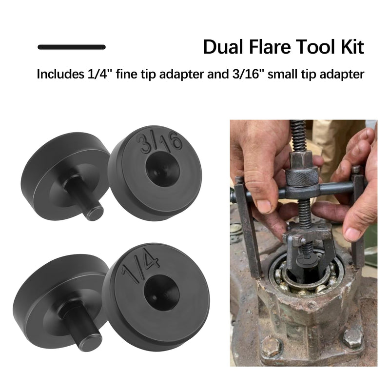 6PCS Brake Line Flaring Tool Kit Flare Adapter,3/16" & 1/4" Steel Adapter Double Flare Tool for Brake Lines/Fuel Lines/Copper Pipe,Car Accessories Brake Flaring Tool