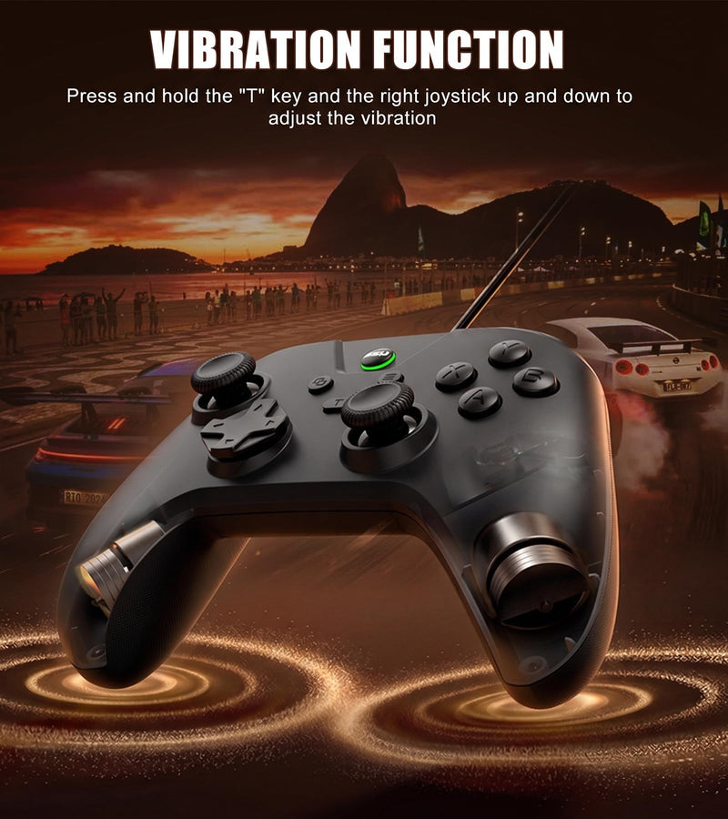 Wired Controller for PC Windows/Android/Tablet/Switch/PS4/PS3, 1000Hz Polling Rate Plug and Play Gaming Gamepad Joystick with USB C Adapter, Dual Motors, Turbo, 6.56ft Cable, Ultra-Low Latency, Black