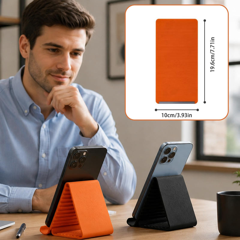 Flexible Silicone Phone Stand with Aluminum, Foldable Portable and Bendable Phone Holder for Phone Tablet Laptop, Portable Rollable Multi-Angle Stand (Orange) Orange