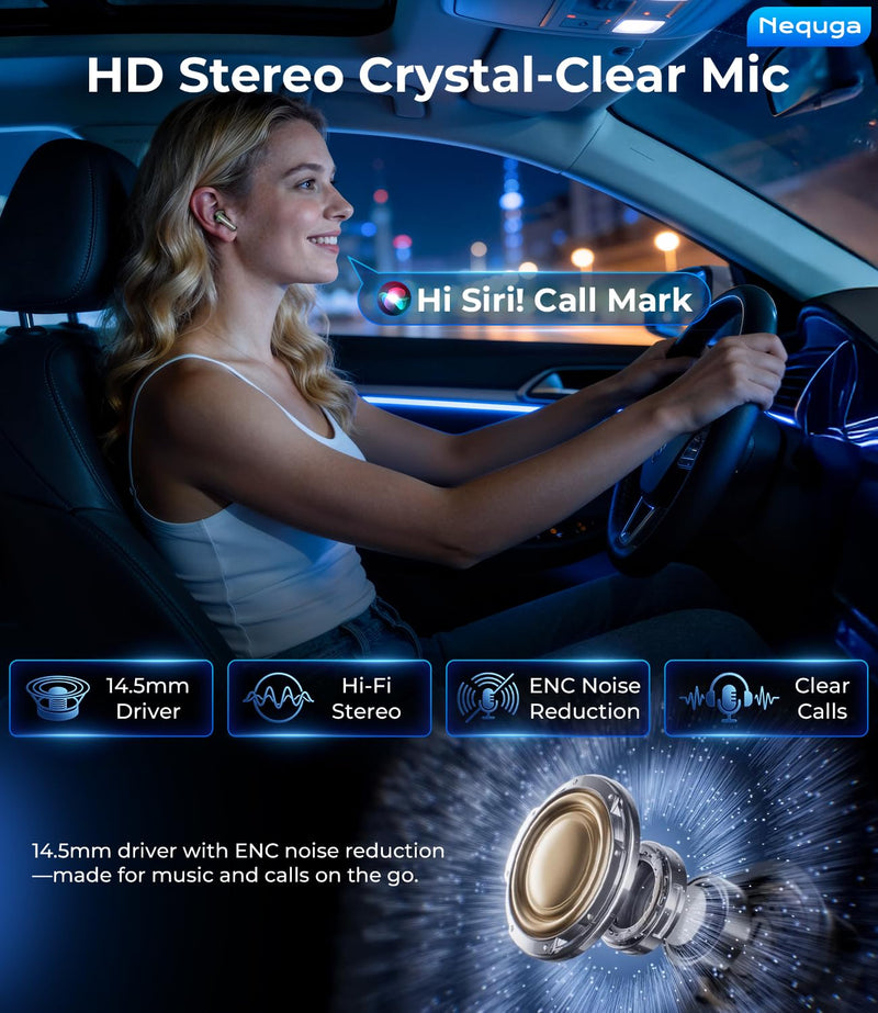 Wireless Earbuds, 50H Playtime Bluetooth Headphones, LED Display Case | Bluetooth 5.3, IPX7 Waterproof, Deep Bass Stereo, in-Ear Earphone with Mic for iPhone/Android/Tablet/Laptop/Sport ink