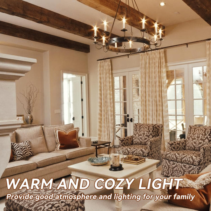 TJOY LED Candelabra Bulbs Dimmable, 60W Equivalent Chandelier Light Bulb, E12 Small Base, 4.5W 2700K Soft Warm White, B11 Vintage Filament Clear Glass Candle Light for Ceiling Fan Chandeliers, 24Pack 2700k Warm White 24 Pack