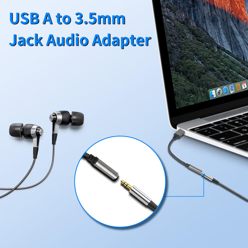 USB to 3.5mm Audio Headphone Jack Adapter 2 Pack, USB to Aux Adapter 3.5mm Female, External Sound Card Converter for Headphones, PC, Laptops, Desktops,PS4, PS5 and More Device