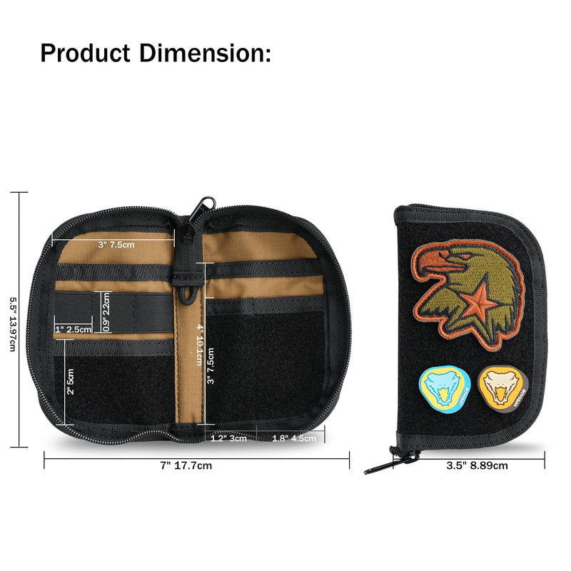 VIPERADE VE20 EDC Pouch Small Pocket Organizer with 8 Compartments, Pocket Tools Pouch with Patches Display Panel, Mini Organizer Bag for Men Black Camo