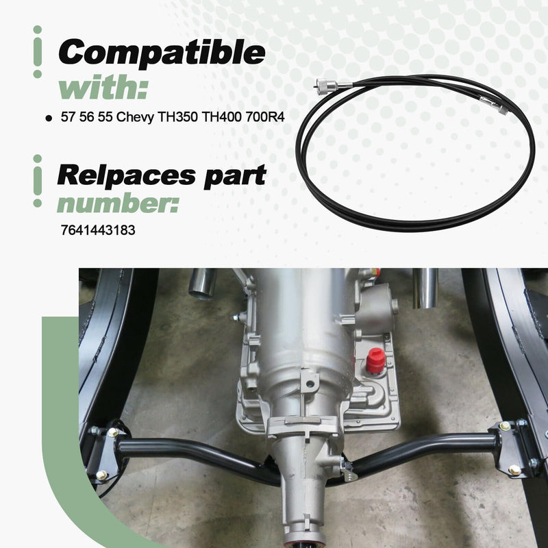 Transmission Speedometer Cable Compatible with 57 56 55 Chevy TH350 TH400 700R4 Replace 7641443183