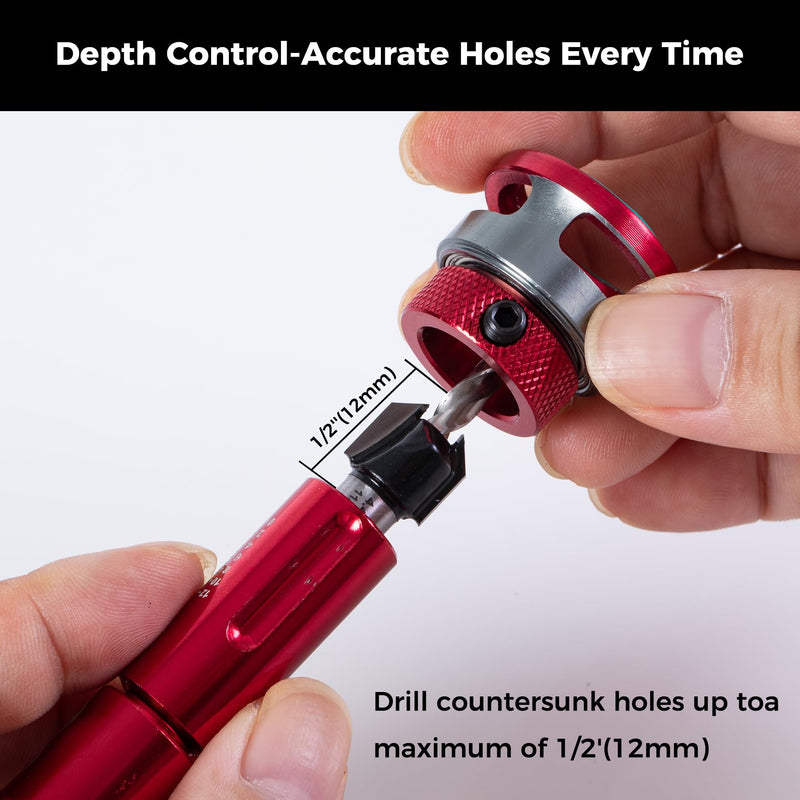Countersink Drill Bit Set 9-Piece - 82° TCT Carbide Bits | Adjustable Depth Stop, 1/4" Hex Shank for Woodworking, Wood, Plywood, MDF, Metal, Plastic + Storage Case & Wrench Countersink Drill Bit -PRO