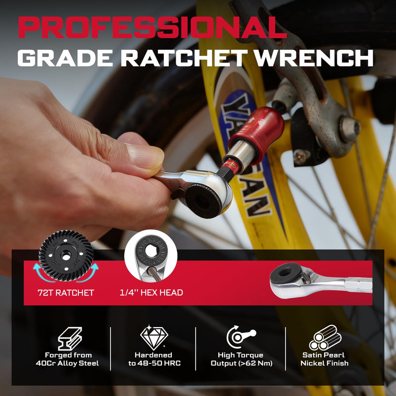 Mini Ratchet Wrench Set, 72 Teeth Ratchet Wrench For Tight Spaces, Locking Bit Holder, Change Adapter and Mini Socket Ratchet Comes in a Push-Pull Tin Case, Ideal for Repair and DIY projects TTMINWH16-US