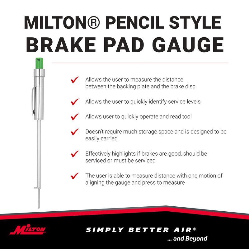 Milton 941: Pencil Style Brake Pad Gauge, Easy To Read Color Coded - 0 To 20 Mm Pencil Gauge