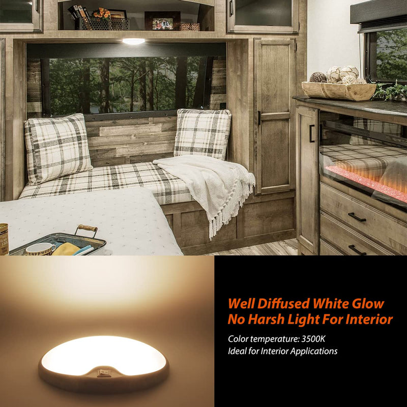 Dream lighting 12v RV Interior Light with On/Off Switch 6 inch Oval LED Ceiling Light 4.5W 3500K Soft White Lighting, Pack of 1 A: 3500K, Pack 1