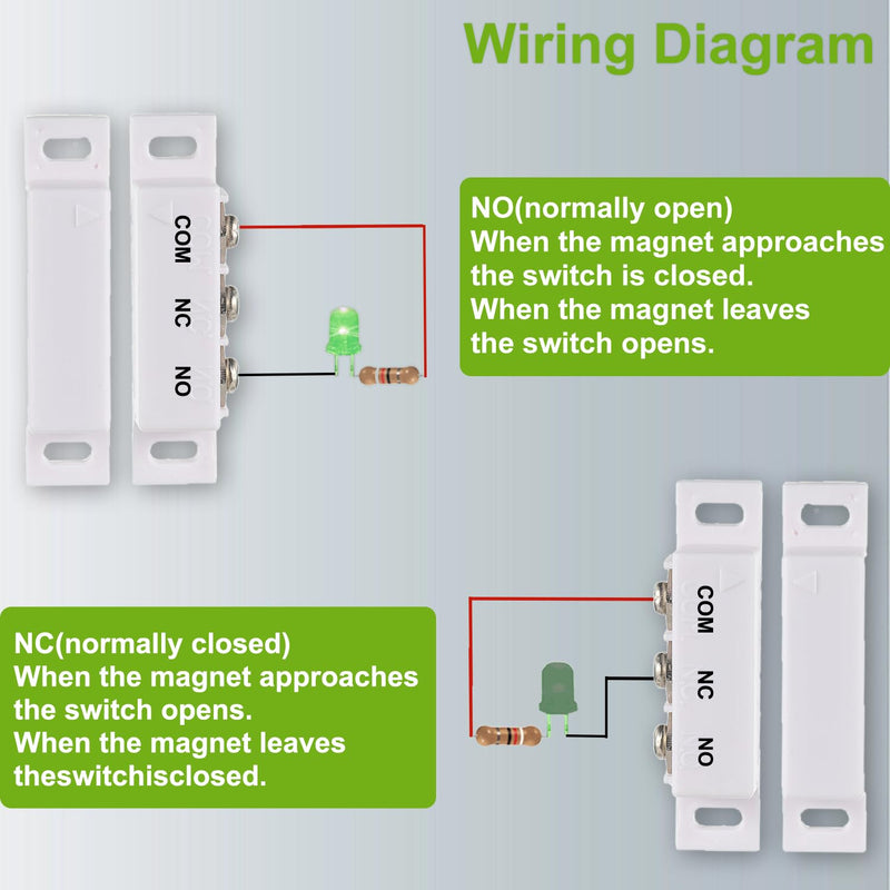 Magnetic Reed Switch Normally Open and Normally Closed NC NO Magnetic Proximity Switch for Door Alarm, Window Safety, DC 5V 12V 24V Light GPS Other Equipment Reed Switch (White, Pack of 5pcs) 5pcs-B31 5pcs-White