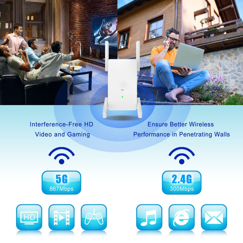 WiFi Extender WiFi Booster Repeater - 2022 release Covers up to 8500 sq.ft.50 Devices 1200Mbps Dual Band Internet Booster 5G 2.4G WiFi Extenders Signal Booster for Home, Internet Extender WiFi Booster
