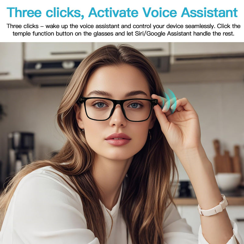 Smart Glasses for Men Women, Bluetooth Audio Glasses with Open Ear Design, Wireless Headphones, Hands-Free Calling, Voice Assistant Support, IP67 Waterproof, 6H Playtime for Working Relaxing M01 Smart Glasses-Clear