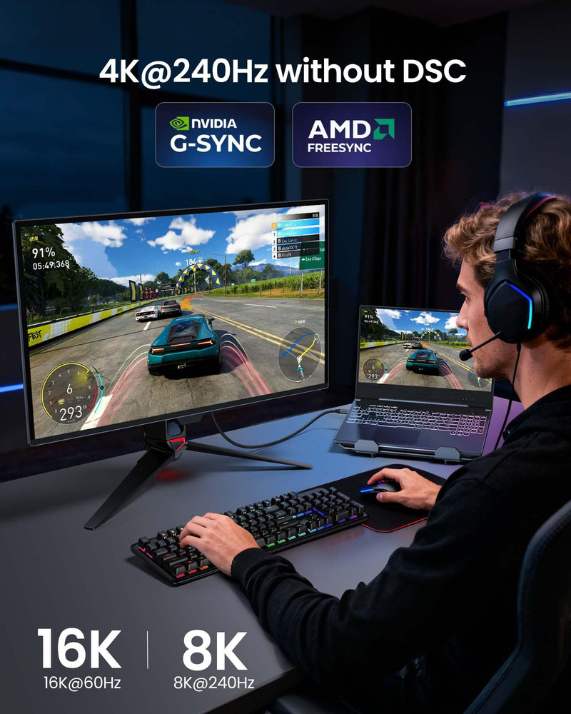 Silkland 80Gbps USB C to DisplayPort 2.1 Cable [16K@60Hz, 8K@240Hz, 4K@540Hz], Unidirectional Thunderbolt 5/4 to DisplayPort, USBC to DP for MacBook, Mac mini, Odyssey G8/G9, iPhone 17, 6.6FT 6.6 Feet