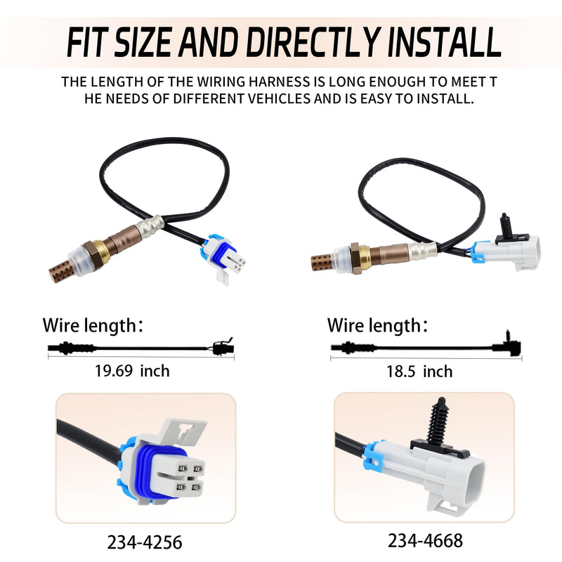 Upstream Downstream O2 Sensor Fit for Chevy Silverado Suburban Avalanche Malibu Tahoe 2003-2014,for GMC Yukon Sierra Buick Pontiac Saturn Replace#234-4668,234-4256,15284 250-24470 1x Upstream and 1x Downstream