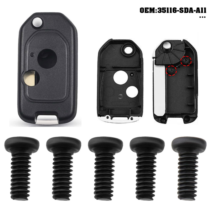 10pcs Replacement Key Fob Screw M2 x 5mm Screw Replacement Part 35116-SDA-A11 Compatible with Honda Key Remotes Since 2003 Black