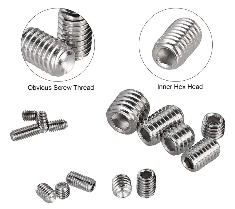 24 Kinds #2-56 to 3/8-16 SAE 304-Stainless Steel Internal Hex Drive Cup-Point Set Screws Assortment Kit