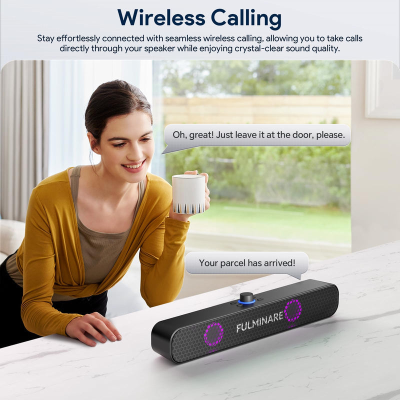 FULMINARE Bluetooth Speaker with 26W HD Sound, Portable Speaker Up to 30H Playtime, AUX&TF-Card&USB Input, LED Lights, Speakers Bluetooth 5.3 Wireless for Home/Party/Outdoor, (Black) Black