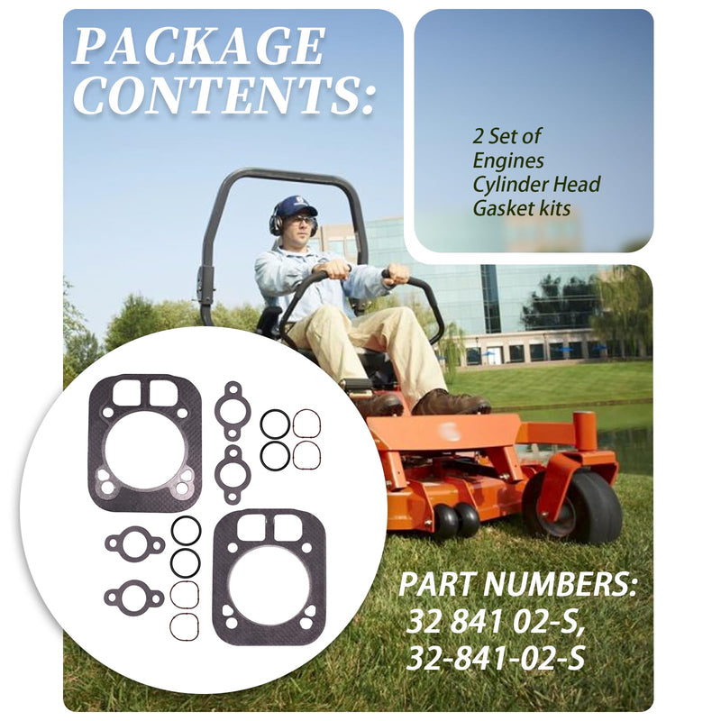 2 Set of Cylinder Head Replaces Gasket Kits 32 841 02-S Fit for Kohler Lawn Mower Engine SV710, SV715, KT610, KT620, KT715, KT725, KT730, KT735, KT740 2