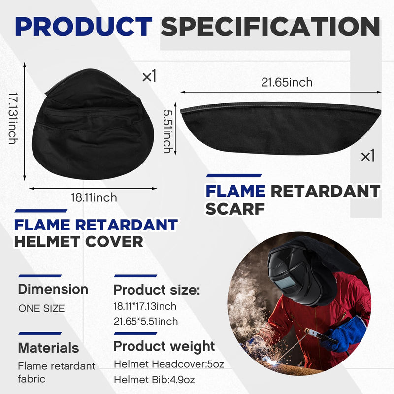 Jecery 2 Pcs Welding Helmet Cover and Helmet Bib Set, Welding Accessories with Press Fit Seal for Neck Protection, Fits Most(Classic,Black) Classic Black