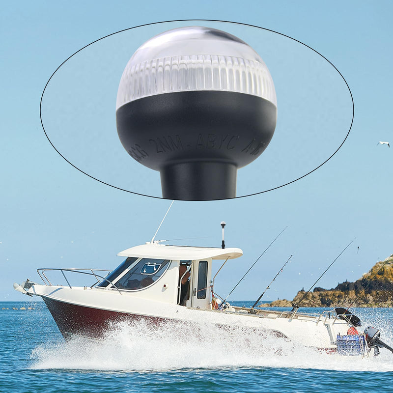 12-Inch Folding LED Navigation Anchor Light | Lightweight Anodized Aluminum Pole | Pontoon Boat Bimini & Stern Light | USCG 2NM | Horizontal Mount Base | 12V DC White Horizontal Mount，Folding base
