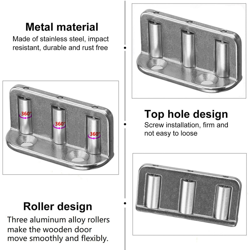 4 Pack Sliding Barn Door Floor Guide, Barn Door Adjustable Roller, Wall Mount System, Flush Bottom Sliding Gate Hardware, Durable Steel Floor Track, Easy to Install Silver Of A4