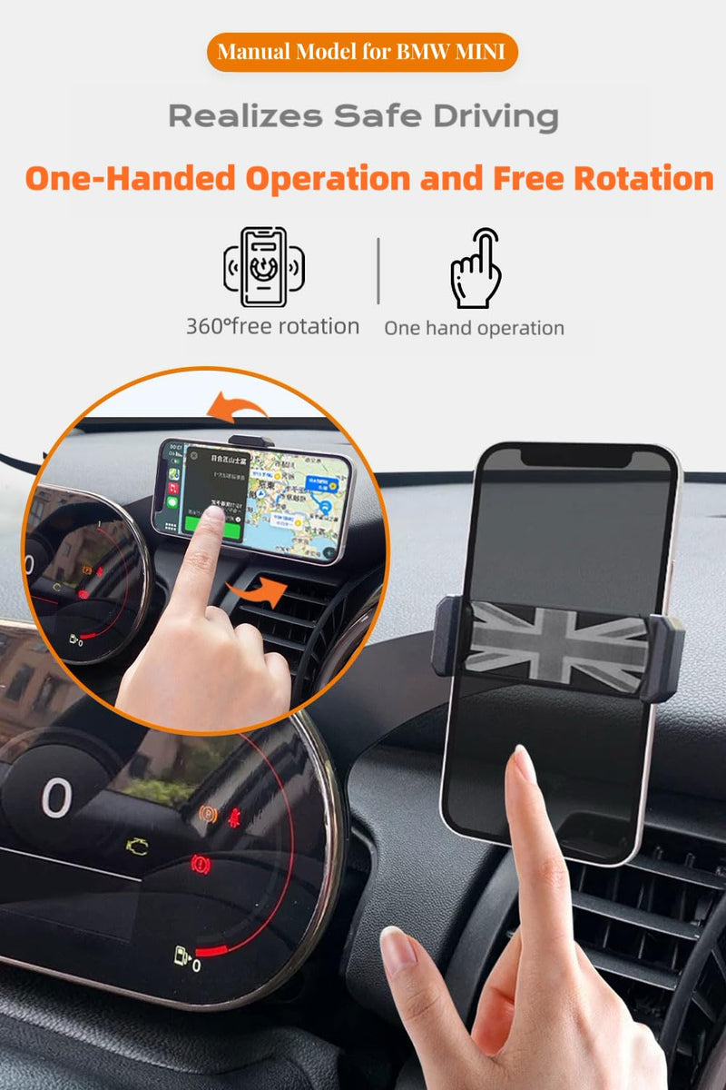 Car Phone Holder for Mini Cooper F54 F55 F56 F57 with Control Display Dashboard, 360° Rotatable Phone Mount for All 4-6.9 Inches Smartphones, Right (Not Supported All Countryman F60/R61) F54 F55 F56 F57 (Manual Right Side)
