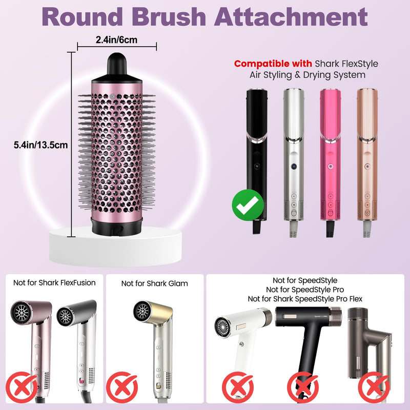 Round Brush Attachment for Shark FlexStyle Accessories | Normal Round Volumizing Brush Hair Styling Tool for Straight, Wavy, Curly, and Coily Hair
