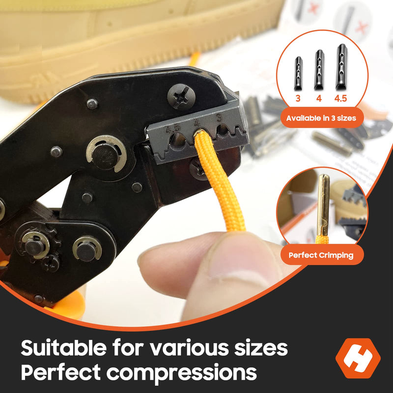 Aglet Crimping Tool, Shoelace Aglets Tool，Aglets For Shoelaces, Repair Shoe Lace Tips Replacement End Comes With 160pcs Metal Aglets Installation Tool 3/4/4.5