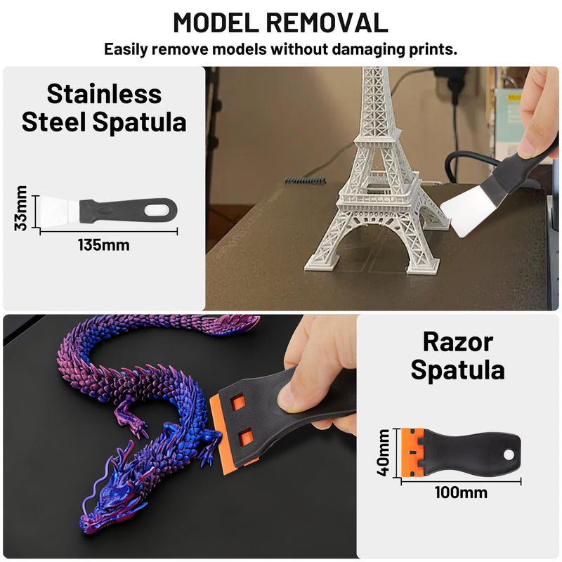3D Printing Tool Set, 58Pcs 3D Printer Accessories with Deburring Tools, Removal Scrapers, Blades, Pliers, Wrenches, Brushes, Suitable for 3D Printed Finishing, Deburring and Cleaning