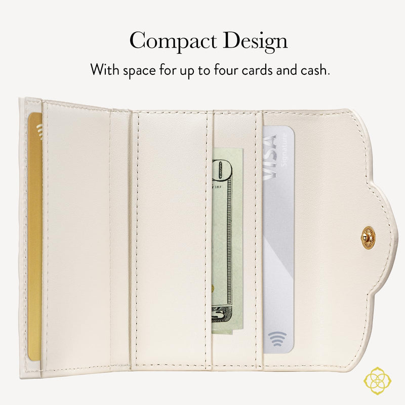 Kendra Scott Trifold MagSafe Wallet -Detachable Card Holder -Ivory Filigree | Phone Wallet with Snap Closure - Compatible w/MagSafe Phones & Cases - MagSafe Wallet for iPhone 17 Pro Max/16/15/14/Pixel 10 Ivory Filigree