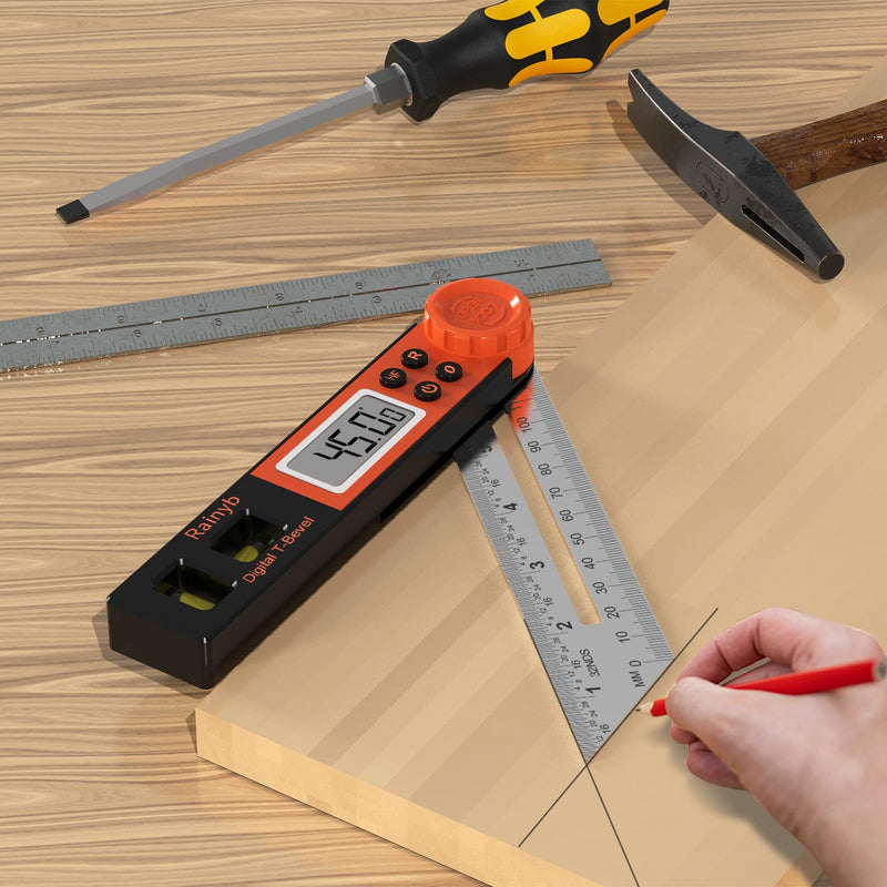 Digital Angle Finder Protractor 0-360 Degree T-Bevel Gauge & Protractor with Horizontal Vertical Bubble & Full LCD Display for Woodworking, Metalworking, Construction（7-Inch X 2Pcs） 2 X T-Bevel Protractor