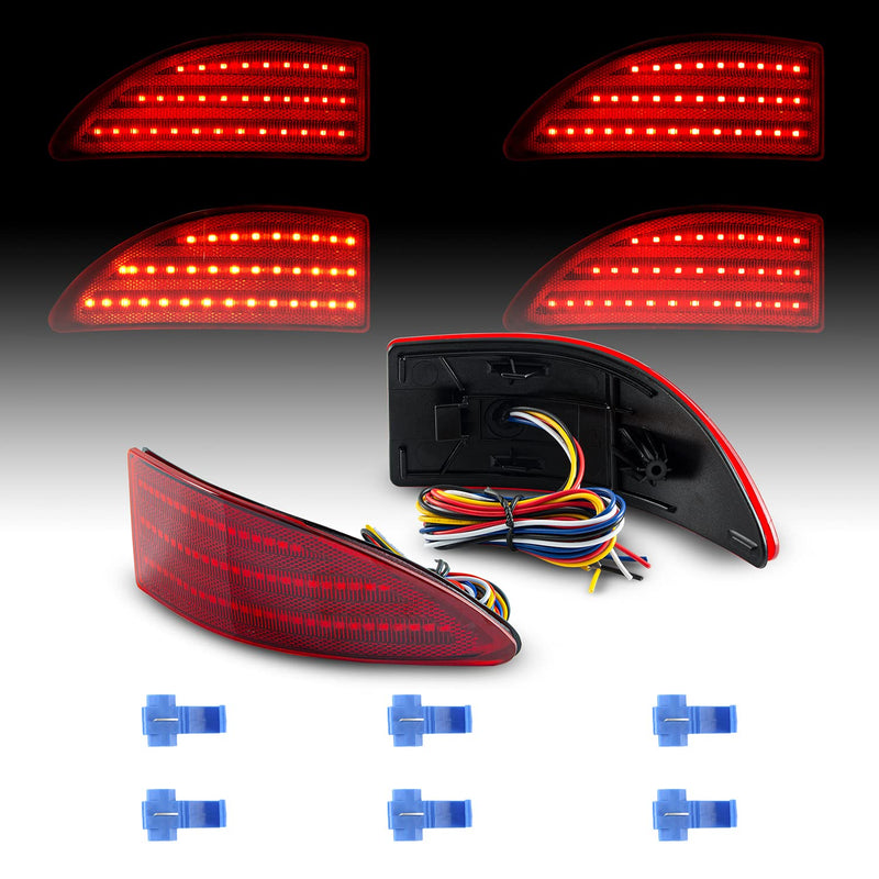 LED Rear Bumper Reflector Light Compatible with Lexus IS250/IS350 2006-2012 w/4 Functions Running+Turn+Signal+Brake+Reverse Lighting Red Lens Red(4Functions)
