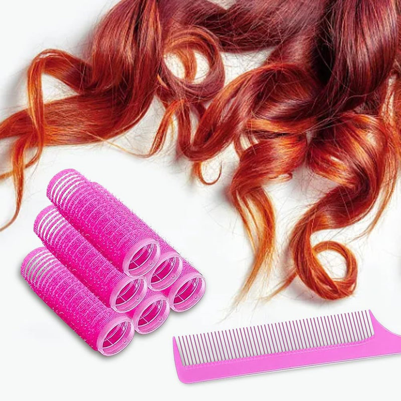 18 Pcs Self Grip Hair Rollers with Small Comb and 10 Pcs Clips, Heatless Curler, Gripping Sticky Rollers Hairdressing Curlers Tools For Short & Long Hair Salon DIY